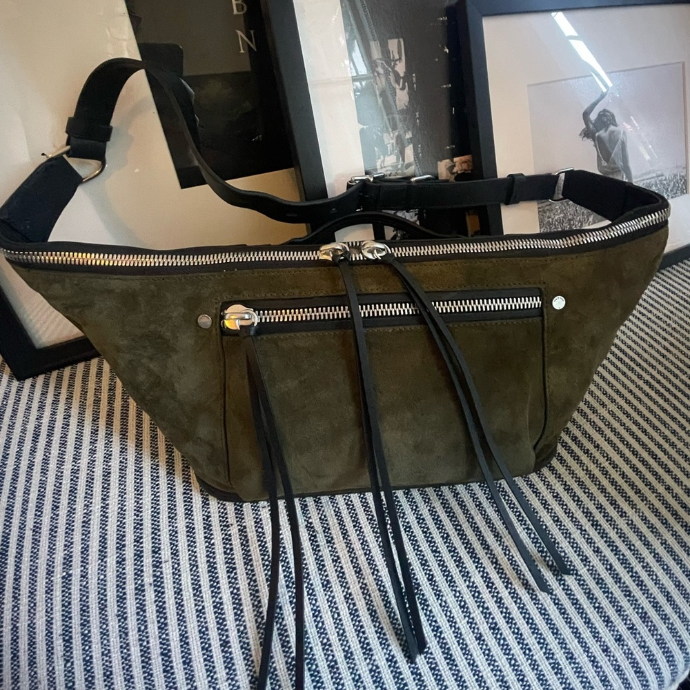 Rag & Bone Olive Green Suede Elliot Fanny Large (Convertible Crossbody Belt Bag)